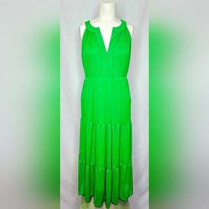 J.‎ Taylor Vibrant Green Tiered Maxi Sleeveless Cocktail Dress Nordstrom Size 12